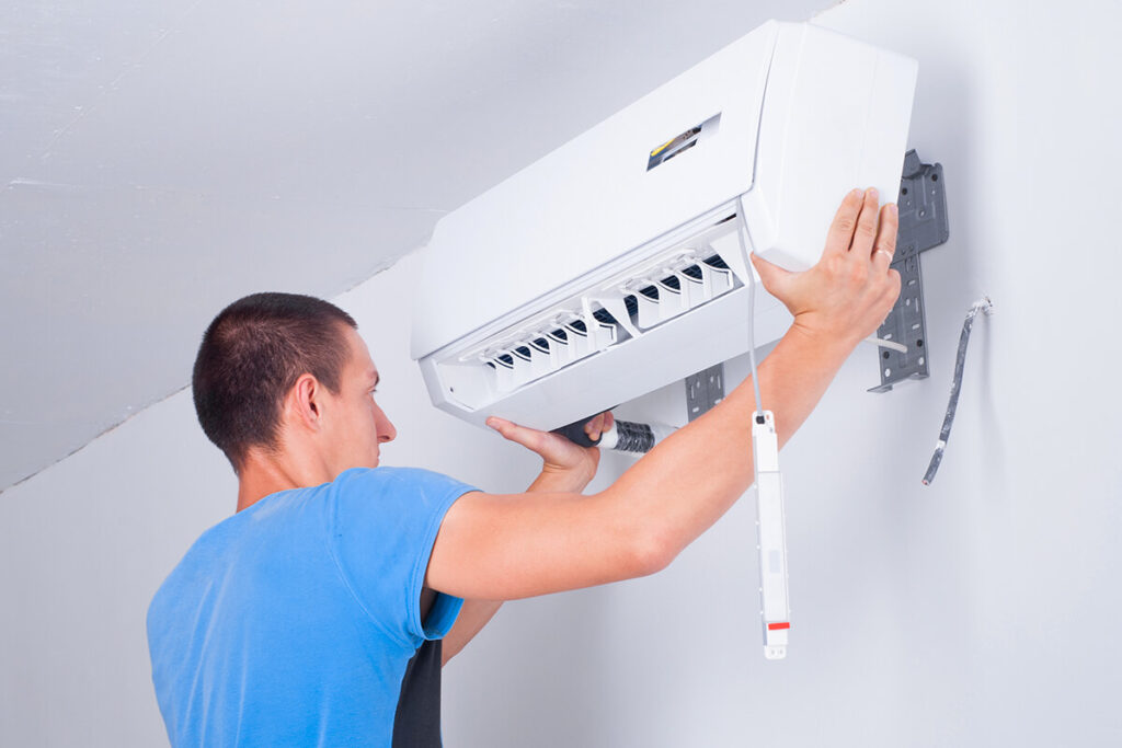 installing a ductless system to the wall