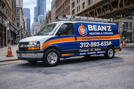 beanz heating and cooling work van