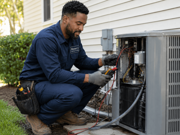 Bean’z technician performing HVAC maintenance